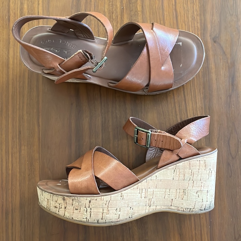 KorkEase Ava Sandals platform wedge tan size 7